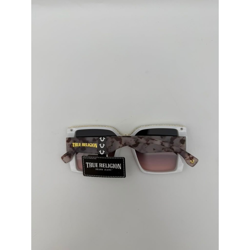 True Religion Oversized‎ Square Sunglasses – White & Marble Frame - Picture 7 of 12